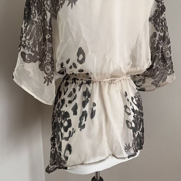 Converse Y2K Sheer Floral Leopard Top M Whimsigoth Festival Fairy Grunge Sheer - Picture 8 of 11